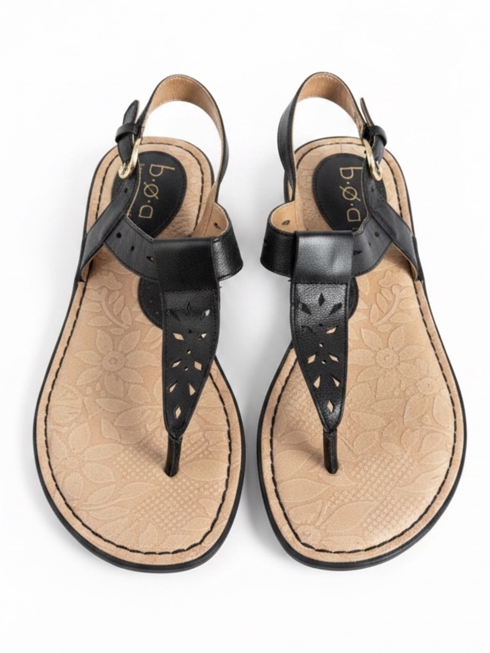 B.O.C. Born Concept Leather Thong Slingback Sandals Summer Shoes Black Size 7